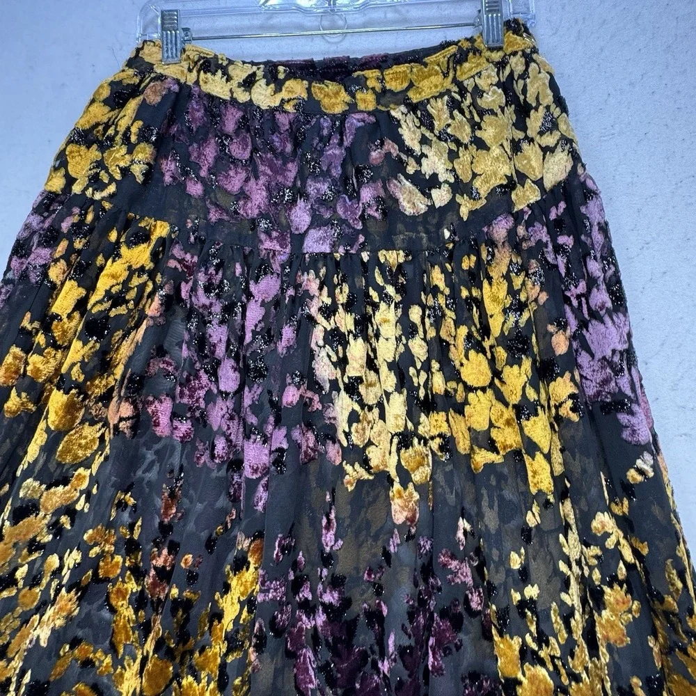 VTG Y2K Velvet Burnout Maxi Skirt Semi Sheer Women's S / M 28